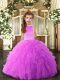 Perfect Lilac Ball Gowns Beading and Ruffles Little Girls Pageant Dress Wholesale Backless Tulle Sleeveless Floor Length