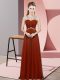 Fashion Beading Prom Evening Gown Rust Red Backless Sleeveless Floor Length