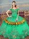 Pretty Satin Sleeveless Floor Length Quinceanera Gowns and Embroidery