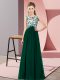 Perfect Floor Length Zipper Court Dresses for Sweet 16 Dark Green for Wedding Party with Beading and Appliques