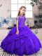 Simple Ball Gowns Pageant Gowns For Girls Purple Scoop Organza Sleeveless Floor Length Lace Up