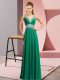 Ideal Dark Green Empire Beading Prom Gown Lace Up Chiffon Sleeveless Floor Length