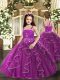 Purple Lace Up Little Girls Pageant Gowns Ruffles Sleeveless Floor Length
