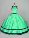 Apple Green Ball Gown Prom Dress Sweet 16 and Quinceanera with Ruching Scoop Sleeveless Zipper