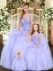 Organza Sleeveless Floor Length Vestidos de Quinceanera and Beading and Appliques