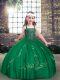 Dark Green Straps Neckline Beading Child Pageant Dress Sleeveless Lace Up