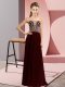 Glittering Brown Sleeveless Chiffon Lace Up Evening Dress for Prom and Party