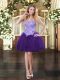 Great Tulle Sweetheart Sleeveless Lace Up Appliques and Ruffles Prom Gown in Purple