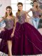 Cap Sleeves Brush Train Lace Up Beading Sweet 16 Quinceanera Dress