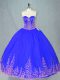 Tulle Sweetheart Sleeveless Lace Up Beading 15th Birthday Dress in Blue