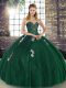 Great Green Sweetheart Neckline Beading and Appliques Sweet 16 Quinceanera Dress Sleeveless Lace Up