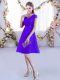 Purple Cap Sleeves Lace Mini Length Court Dresses for Sweet 16