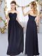 Glamorous Sweetheart Sleeveless Vestidos de Damas Floor Length Beading and Lace Navy Blue Chiffon