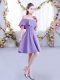Sophisticated Ruching Quinceanera Court of Honor Dress Lavender Zipper Short Sleeves Mini Length