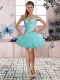 Fine Aqua Blue Sleeveless Tulle Lace Up Prom Dress for Prom and Party