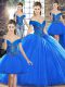 Latest Royal Blue Ball Gowns Beading Quinceanera Dress Lace Up Organza Sleeveless
