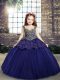 Perfect Purple Straps Lace Up Beading and Appliques Pageant Gowns Sleeveless