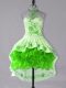Embroidery and Ruffles Dress for Prom Green Lace Up Sleeveless High Low