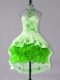 Embroidery and Ruffles Dress for Prom Green Lace Up Sleeveless High Low