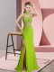 Attractive Lace and Appliques Prom Gown Green Backless Sleeveless Floor Length