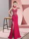 Column/Sheath Party Dress for Toddlers Hot Pink Halter Top Chiffon Sleeveless Floor Length Backless