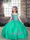 Turquoise Off The Shoulder Neckline Beading Pageant Dress for Womens Sleeveless Lace Up