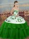 Sweet Green Lace Up Sweet 16 Dress Embroidery and Bowknot Sleeveless Floor Length