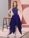 Purple Sleeveless Beading and Sequins Asymmetrical Dress for Prom