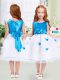 Designer Sleeveless Organza Knee Length Zipper Flower Girl Dresses for Less in White with Appliques and Bowknot
