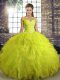 Fitting Sleeveless Beading and Ruffles Lace Up Quince Ball Gowns Fitting Sleeveless Beading and Ruffles Lace Up Quince Ball Gowns