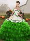 Shining Green Off The Shoulder Lace Up Embroidery and Ruffled Layers Sweet 16 Dress Sleeveless