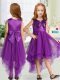 High Low A-line Sleeveless Purple Flower Girl Dresses Zipper