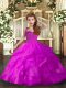 Custom Design Sleeveless Lace Up Floor Length Ruffles Pageant Gowns For Girls