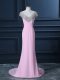 Trendy Pink Cap Sleeves Court Train Beading Homecoming Dress