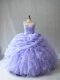 Unique Lavender Sweet 16 Quinceanera Dress Scoop Sleeveless Brush Train Lace Up