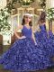 Floor Length Lavender Pageant Dresses Organza Sleeveless Ruffles
