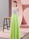 Sleeveless Floor Length Beading Backless Prom Evening Gown with Yellow Green