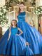 Edgy Blue Lace Up Sweet 16 Quinceanera Dress Appliques Sleeveless Floor Length