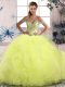 Most Popular Floor Length Side Zipper Sweet 16 Dress Yellow Green for Sweet 16 and Quinceanera with Beading and Ruffles