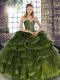 Customized Tulle Sleeveless Floor Length Ball Gown Prom Dress and Beading and Ruffles