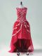 Exceptional Wine Red A-line Scoop Sleeveless Tulle High Low Zipper Beading and Appliques Prom Evening Gown
