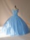 Gorgeous Blue and Light Blue Ball Gowns Beading Quinceanera Dresses Lace Up Tulle Sleeveless