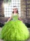 Tulle Straps Sleeveless Lace Up Beading and Ruffles Pageant Gowns For Girls in