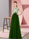 Green Zipper Scoop Beading and Appliques Vestidos de Damas Chiffon Sleeveless