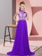 Purple Chiffon Backless Halter Top Sleeveless Evening Dress Brush Train Beading  Purple Chiffon Backless Halter Top Sleeveless Evening Dress Brush Train Beading