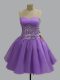 Organza Sleeveless Mini Length Dress for Prom and Beading
