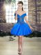 Tulle Sleeveless Mini Length Prom Party Dress and Beading and Ruffles