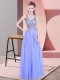Pretty Lavender Sleeveless Beading Floor Length Evening Dress