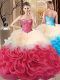Sumptuous Beading and Ruffles 15th Birthday Dress Red Lace Up Sleeveless Floor Length