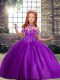 Fancy Tulle High-neck Sleeveless Lace Up Beading Little Girls Pageant Dress Wholesale in Purple
